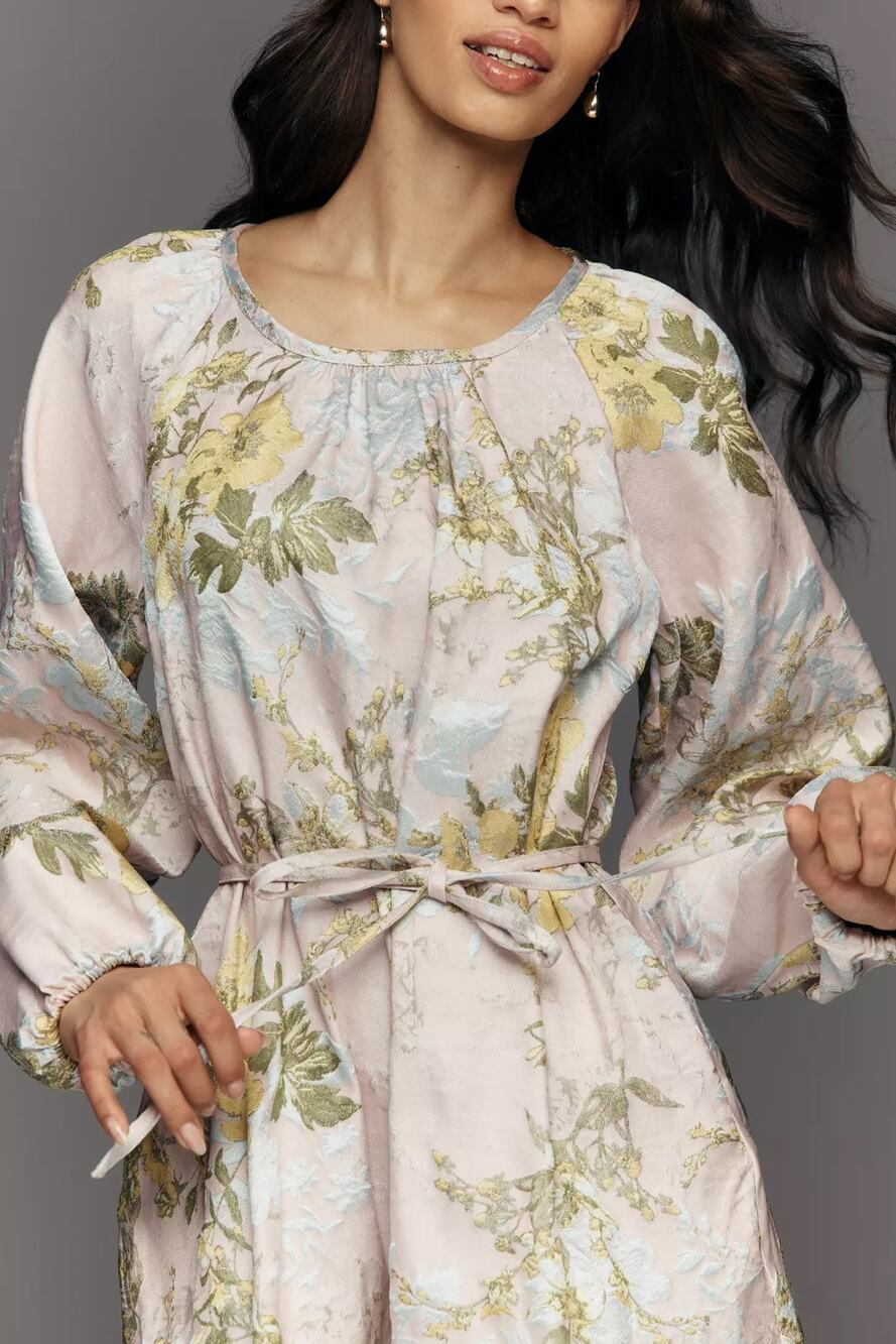nwt ANTHROPOLOGIE SIEMPRE sz M Floral Brocade Scoop Neck dress